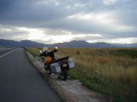 Beemer with a Colorado sunset